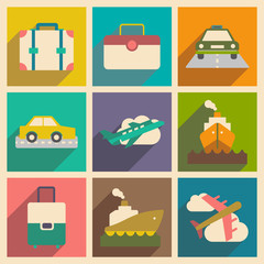 Flat with shadow concept and mobile application tourism