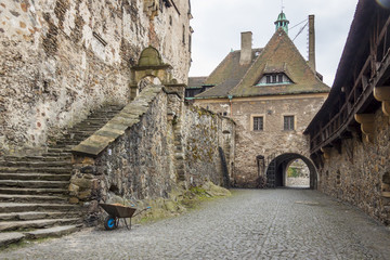 Courtyard of Czoch castle in Lesna - Poland.