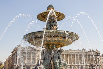 La Fontaine des Fleuves fountain at Place de la Concord, Paris.