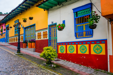 Beautiful and colorful streets in Guatape, known as town of Zocalos. Colombia © Fotos 593