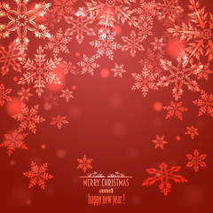 red background with snowflakes,