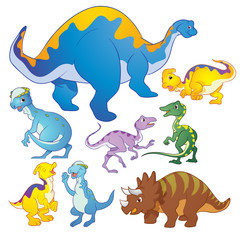 Cute group Dinosaurs vector many actions