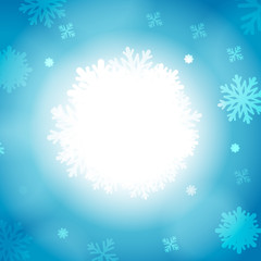 Fototapeta na wymiar Vector : Ice crystal and bubble on blue winter background