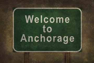 Welcome to Anchorage roadside sign illustration
