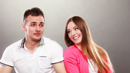 Happy couple having fun and fooling around.