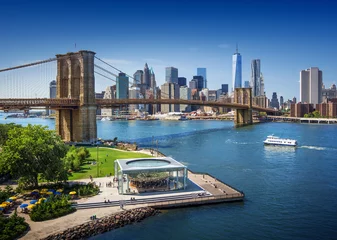 Crédence de cuisine en verre imprimé Brooklyn Bridge Pont de Brooklyn à New York City - vue aérienne