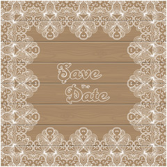 Vintage wedding invitation with lace border