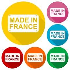 Made in France icons set with long shadow