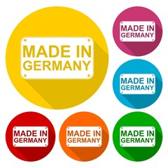Made in Germany icons set with long shadow