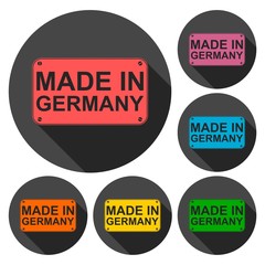 Made in Germany icons set with long shadow