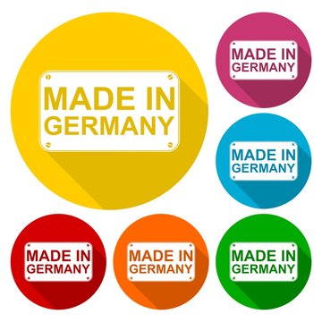 Made in Germany icons set with long shadow