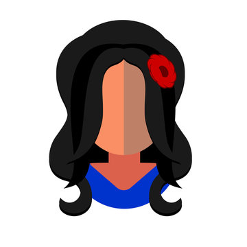 Latin Woman Flat Icon Avatar