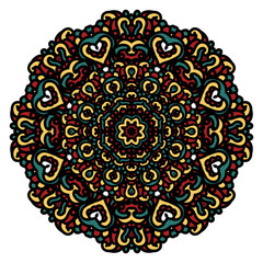 Ornament with mandala. Round vector hand-drawn pattern.