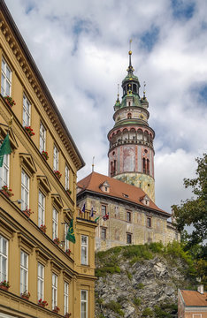 Cesky Krumlov castle tower, Czech republic