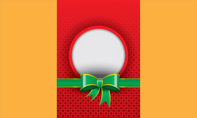 Illustrated template red background with green ribbon banner