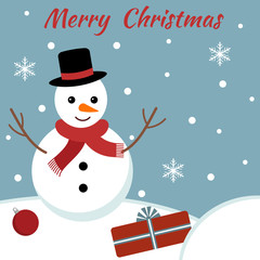 Christmas card with a cute snowman
