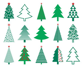 Christmas tree icon collection - vector illustration