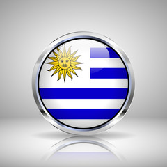 Fototapeta premium Flag of Uruguay in chrome