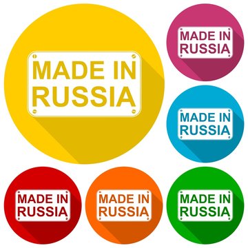 Made in Russia icons set with long shadow