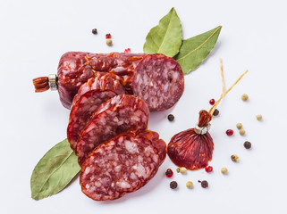 Sliced ​​sausage with spices
