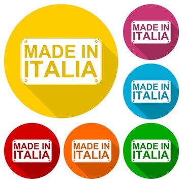 Made in Italia icons set with long shadow