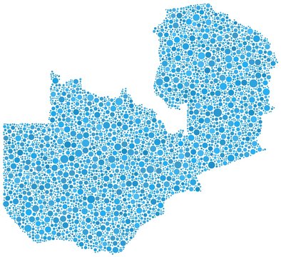 Map of Zambia - Africa - in a mosaic of blue circles