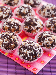 Homemade chocolate candies with nuts