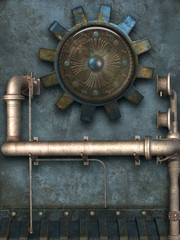 Fantasy scene with steam punk style