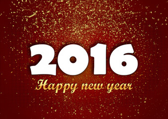 Happy new year 2016  golden glitters red