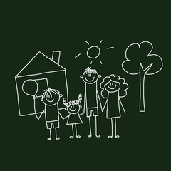 Vector image. Mother, father and children.