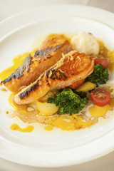 grilled salmon with lillicoi glaze