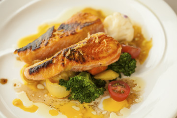 grilled salmon with lillicoi glaze