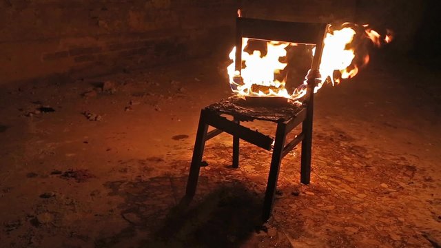Chair on fire
