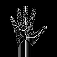 Circuit abstract hand. Vector illustration. Eps 10