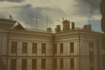 Fototapeta premium The roof of old residential building