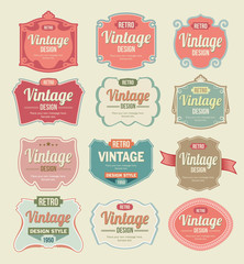 Retro labels - vintage frame set - 95289479