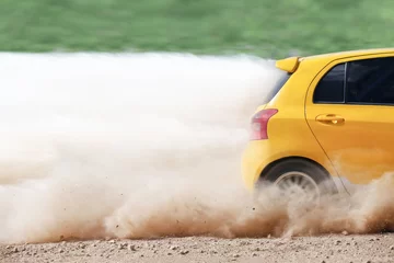 Gordijnen Rally car in dirt track © toa555