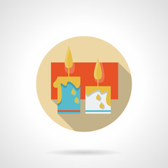 Obraz premium Festive candles flat round vector icon