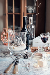 Christmas decorations and port wine/sherry, retro style picture