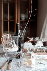 Christmas decorations and port wine/sherry, retro style picture