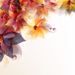 Abstract floral background with flowers and space for text