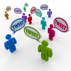 Fototapeta premium Tweet Speech Bubble People Spreading Sharing Buzz