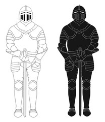 Medieval knight mace. Contour, silhouette