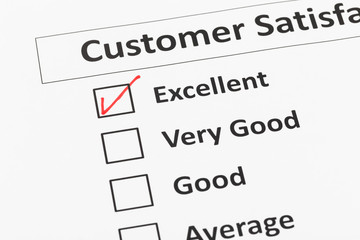 Obraz premium Customer satisfaction survey checkbox with excellent tick