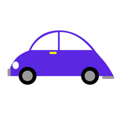 青い車のイラスト　左向き