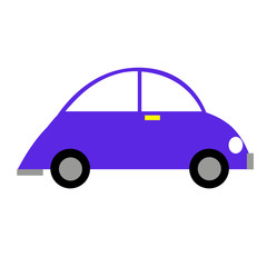 青い車のイラスト　右向き