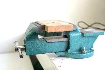 Bench clamp in the tool room.