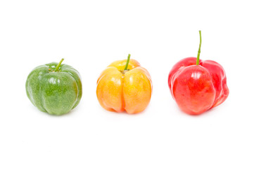 Barbados cherry isolated on white.