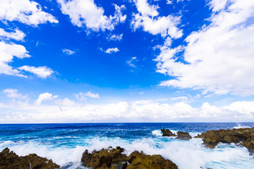 Sea, waves, seascape. Okinawa, Japan.
