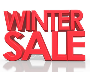 Winter sale 3D text on white background